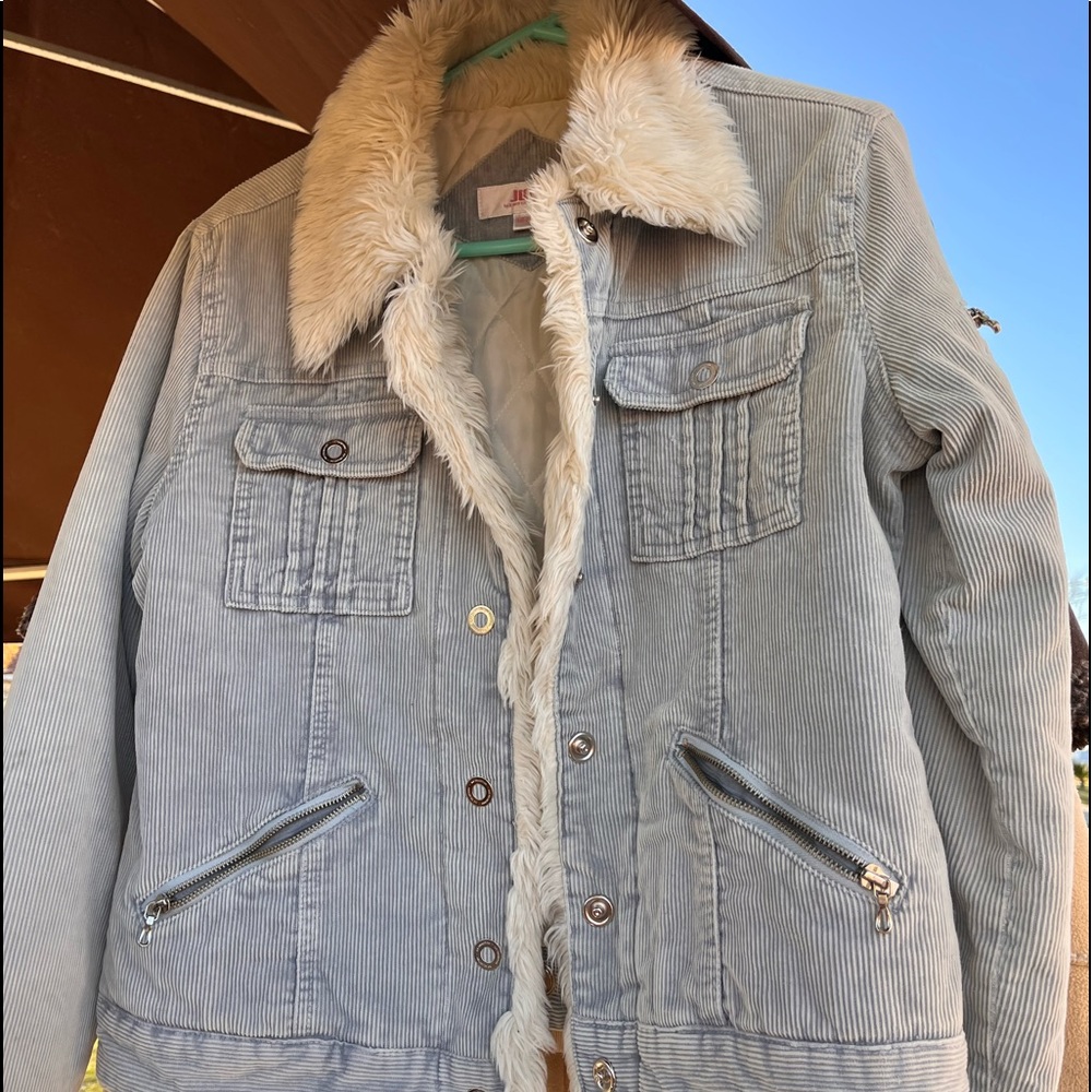 JLO LIGHT BLUE CORDUROY JACKET SIZE:M